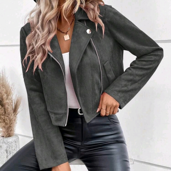 Women's Spring And Autumn Stand Collar Zipper Up Casual Jacket With Long Sleeves - Picture 4 of 7